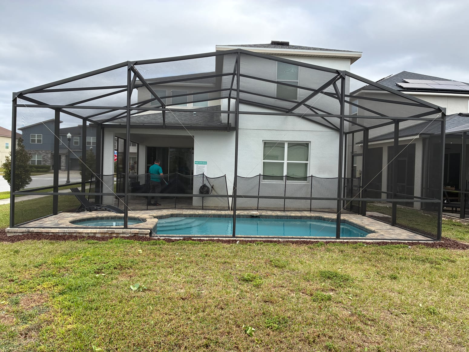 Residential pool cage exterior